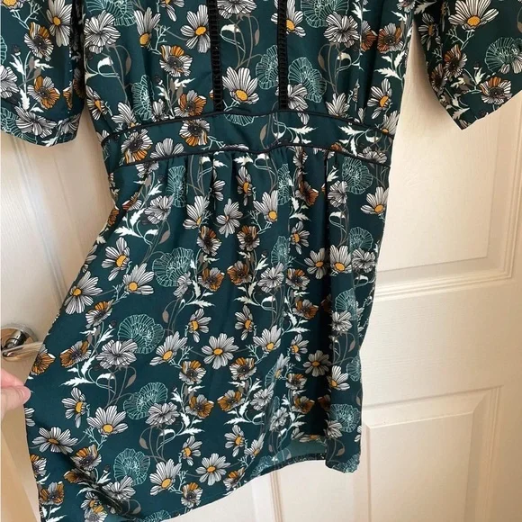 Aris Teal Floral Dress - Picture 3 of 6